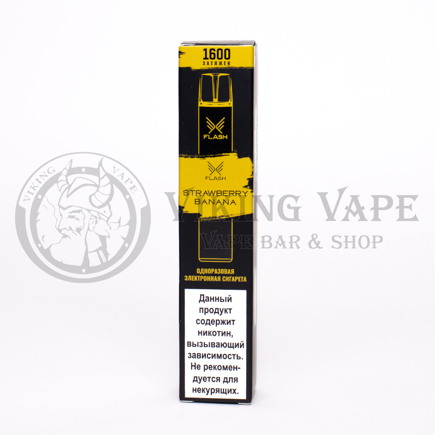 Одноразовая электронная сигарета FLASH 1600 затяжек Strawberry Banana