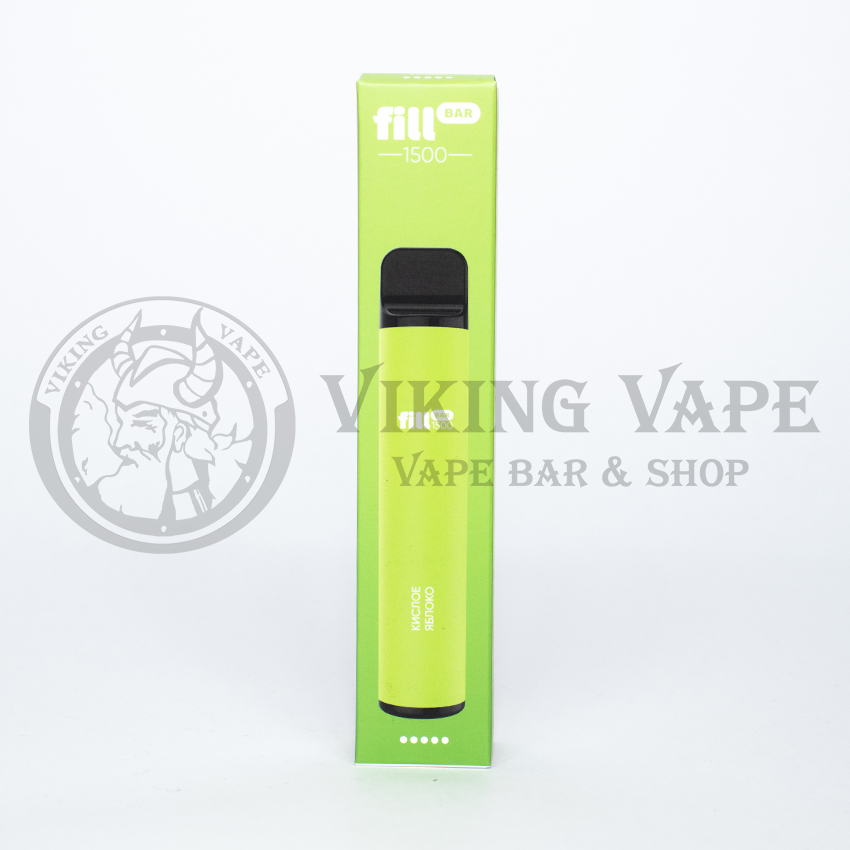 Одноразовая электронная сигарета Fill Bar 1500 затяжек Кислое яблоко