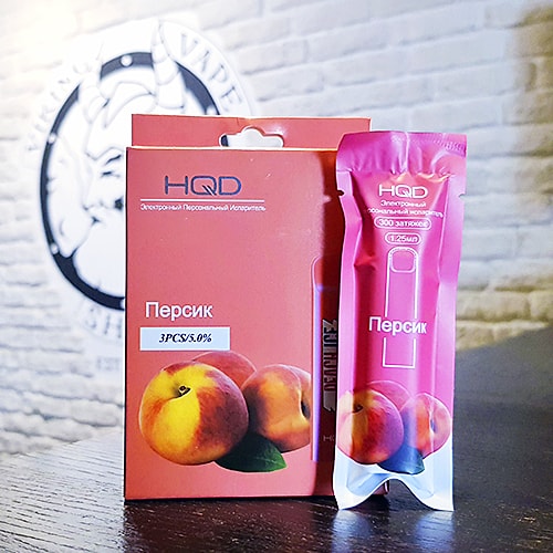 Одноразовая электронная сигарета HQD Cuvie 300 затяжек Персик